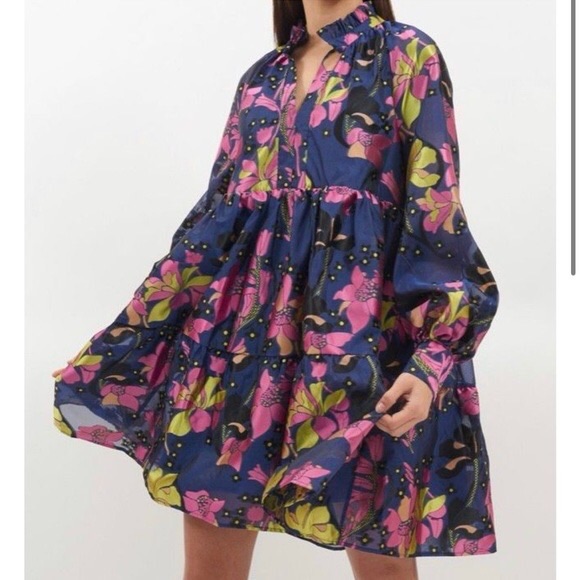 Stine Goya Jasmine Floral Jacquard Daffodil Long Sleeve Dress